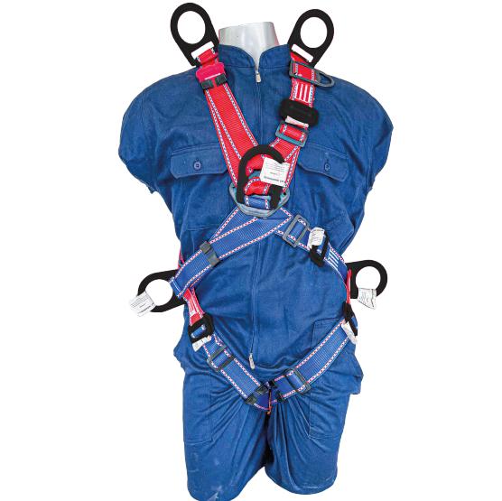 Arnés de cuerpo entero, espacios confinados,6 argollas con protección dieléctrica, en forma de X