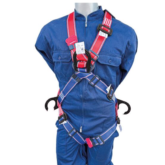Arnés de cuerpo entero, 4 argollas con protección dieléctrica, en forma de X