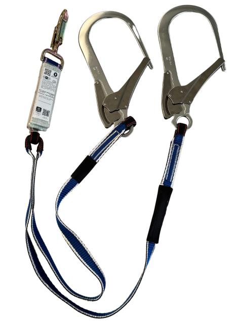 Eslinga doble ("Y") con absorbedor de impacto, ganchos de 110mm de abertura en cada extremo, certificada norma EN 355
