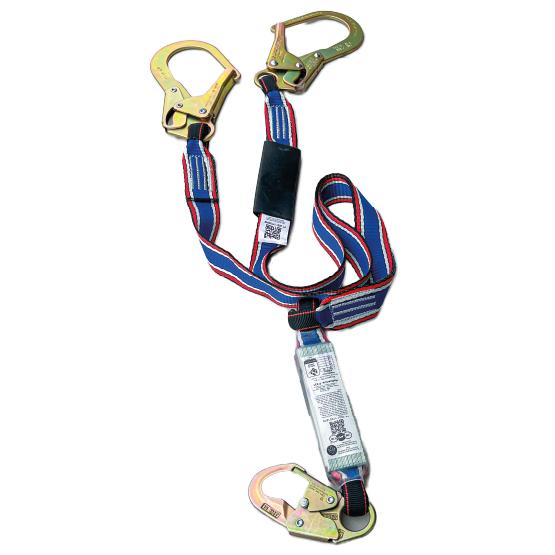 Eslinga doble (Y) con absorbedor de impacto, ganchos de 60mm de abertura en extremo