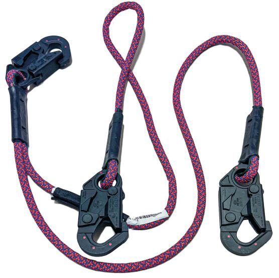 Eslinga doble (Y) para desplazamiento y restricción, ganchos de 18mm de abertura en extremo, con protección dieléctrica, en cuerda