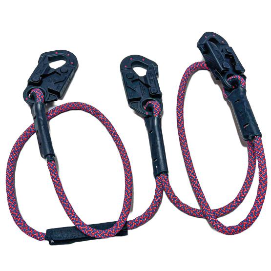 Eslinga doble (Y) para desplazamiento y restricción, ganchos de 18mm de abertura en extremo, con protección dieléctrica, en cuerda