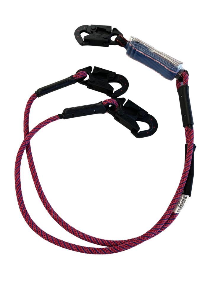 Eslinga doble ("Y") con absorbedor de impacto, ganchos de 18mm de abertura en extremo, con protección dieléctrica, para caída libre de 12ft -3,6m